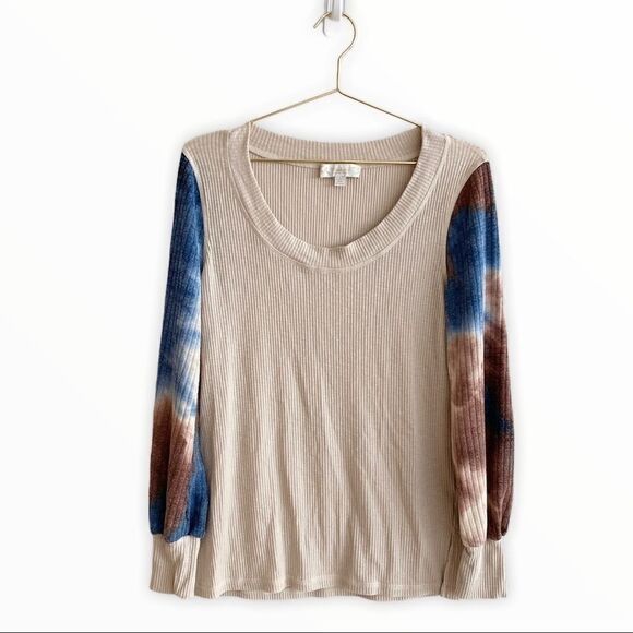 weekend Suzanne Betro Ribbed Tie Dye Sleeved Top - Picture 1 of 8